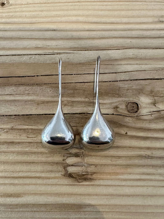 Vintage Large Tear Drop 925 Silver Earrings