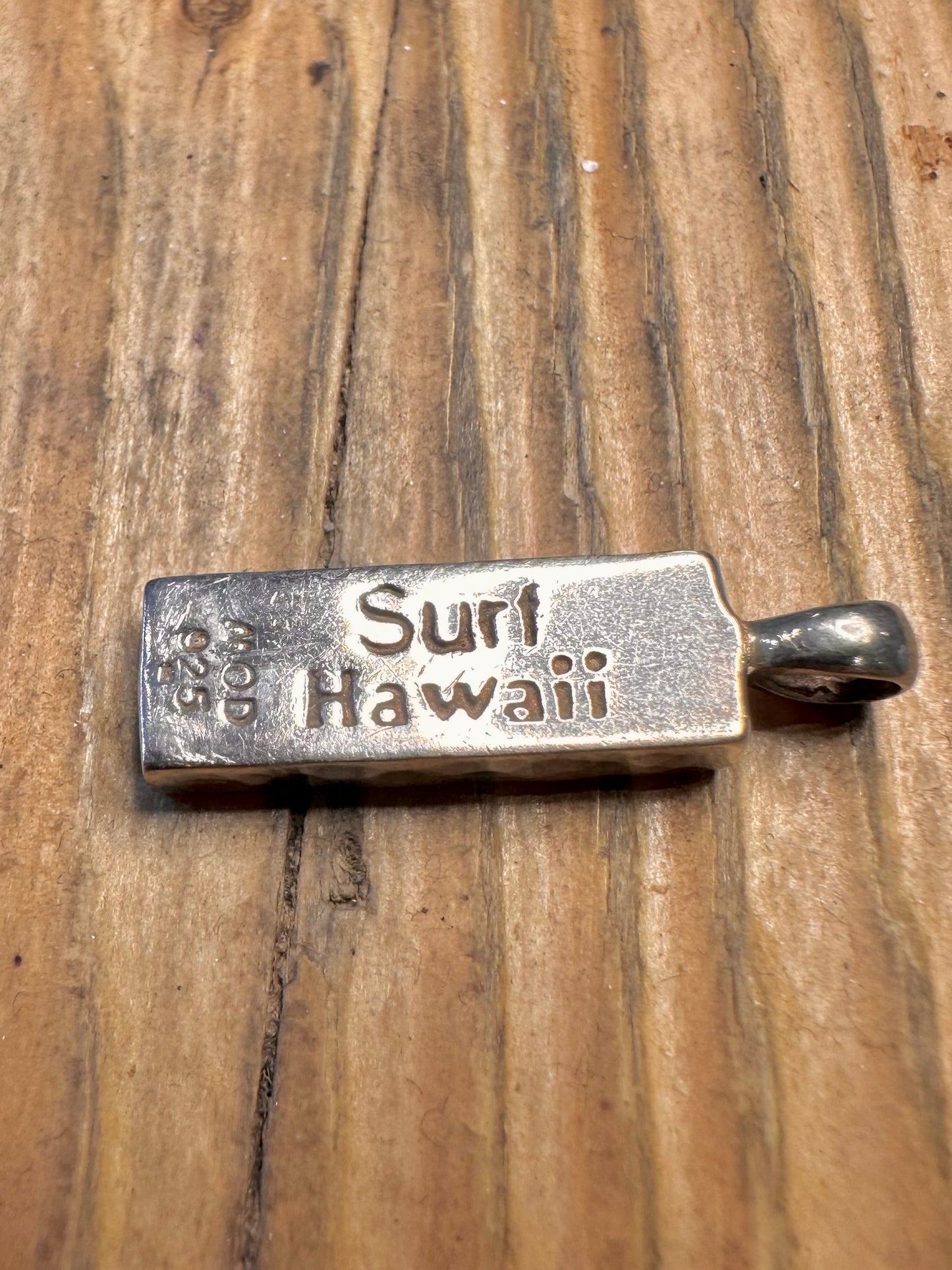 Pink Flower Enamel Bar Surf Hawaii 925 Sterling Silver Pendant
