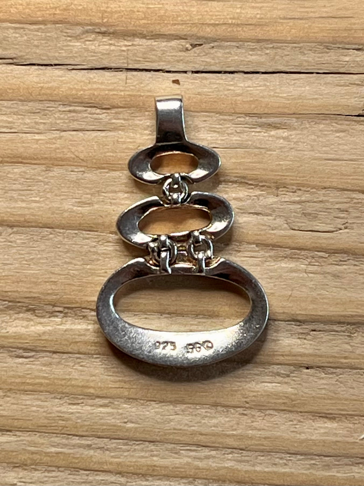 Tiered Oval 925 Marked SG Sterling Silver Pendant