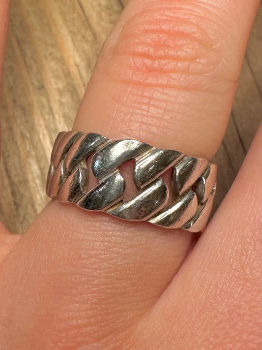 Vintage Cable Chain 925 Sterling Silver Size Q1/2 Ring