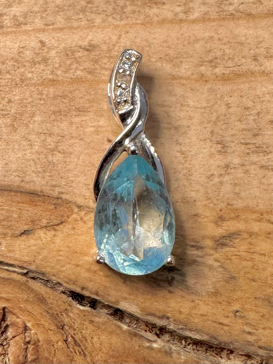 Modern Blue Topaz 925 Silver Pendant