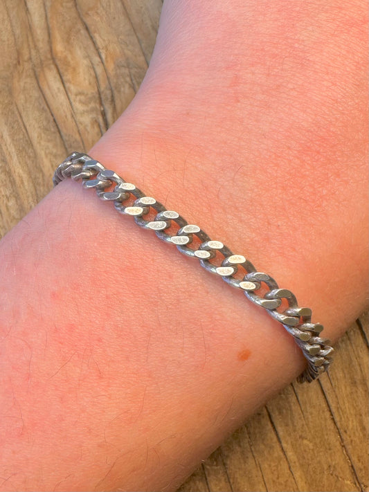 Curb Chain Albert Clasp 925 Sterling Silver 8.5 inch Bracelet