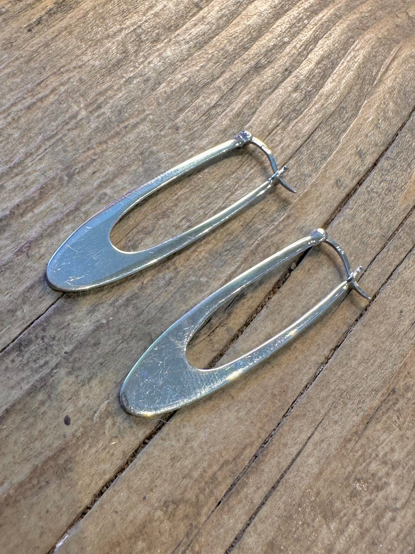 Längliche U-förmige 925er Sterling Silber Ohrringe