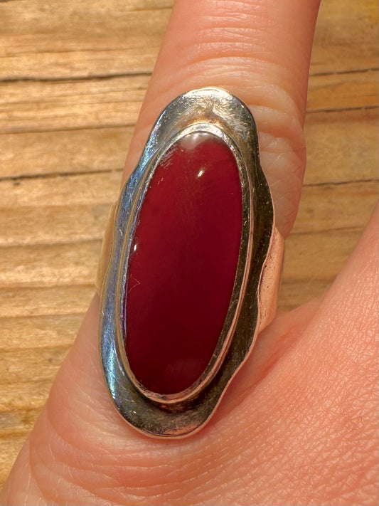 Vintage 1972 Karneol oval 925 Sterling Silber Ring Größe L