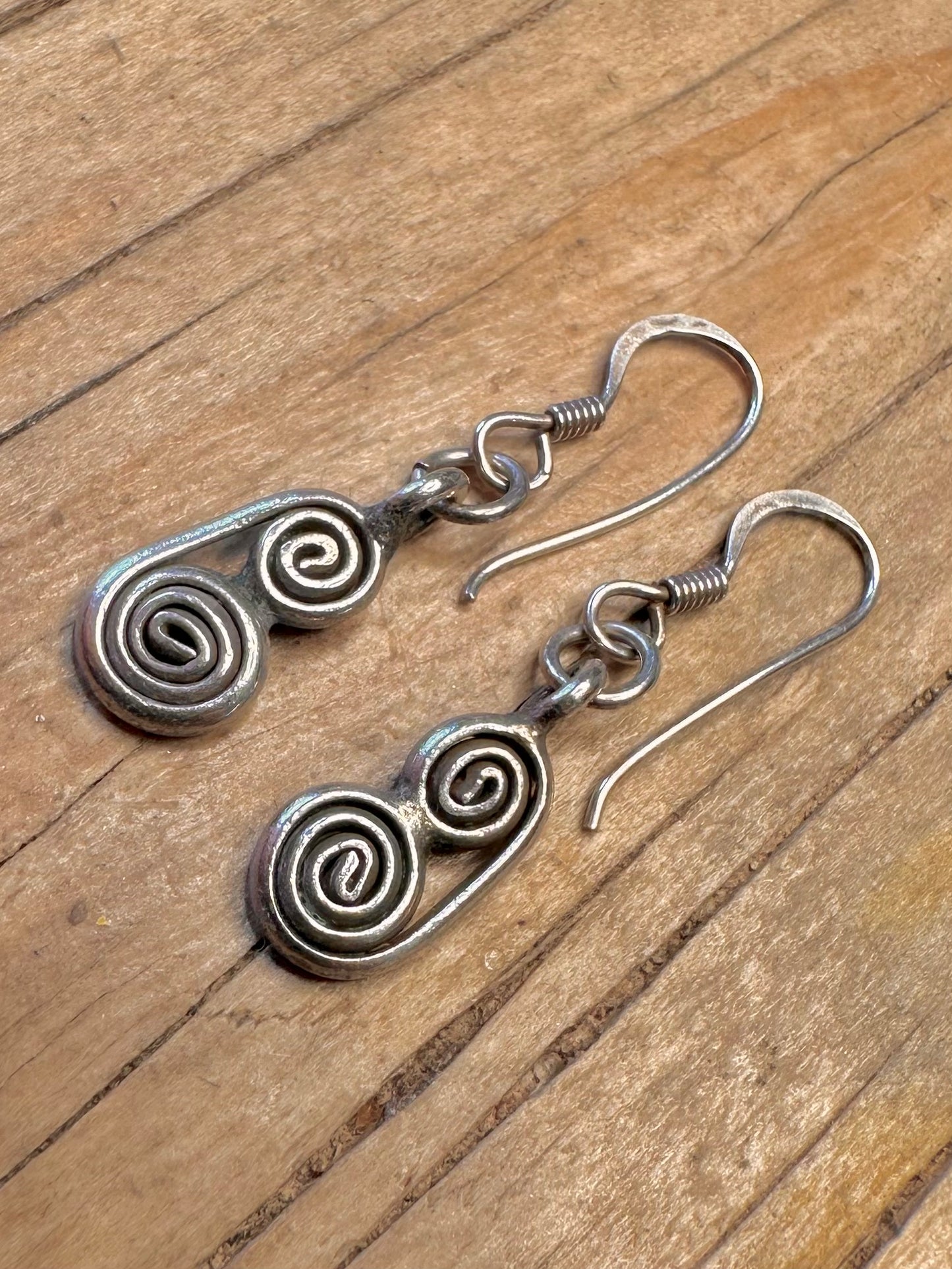 Vintage Swirl Dangle 925 Sterling Silver Earrings