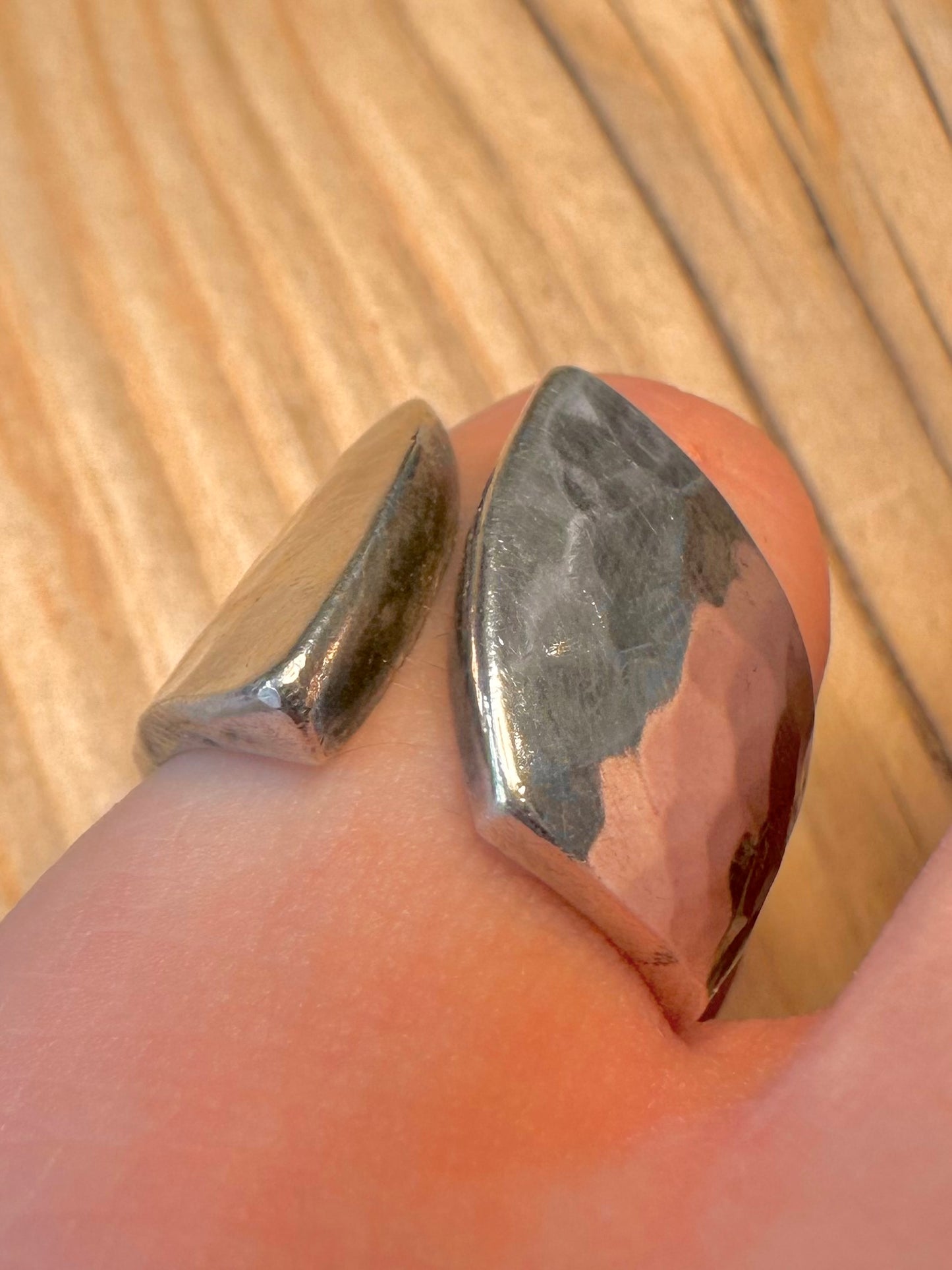 Abstract Gap Hammered 925 Silver Size M Ring