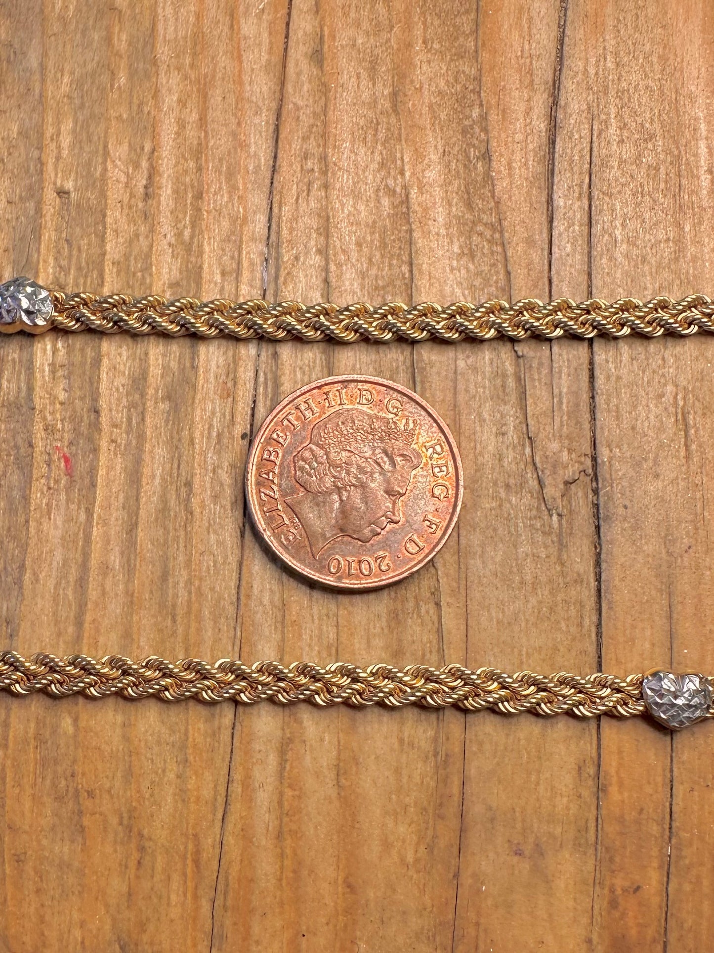 Double Rope Chain 9ct Gold Bonded 925 Sterling Silver 19 inch Necklace