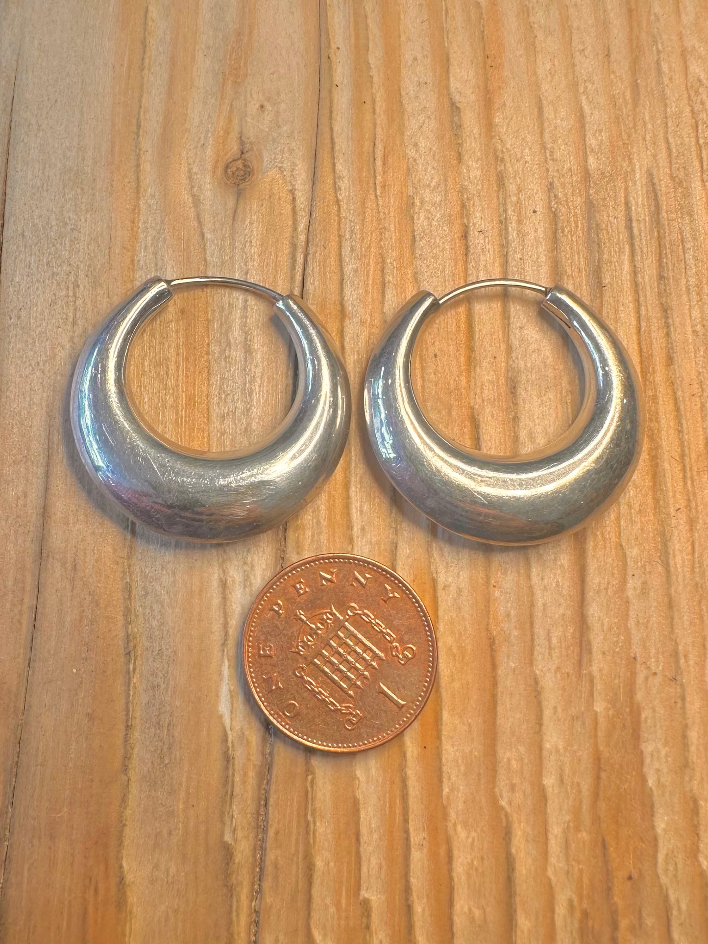 Vintage Chunky Hoops 925 Sterling Silver Earrings