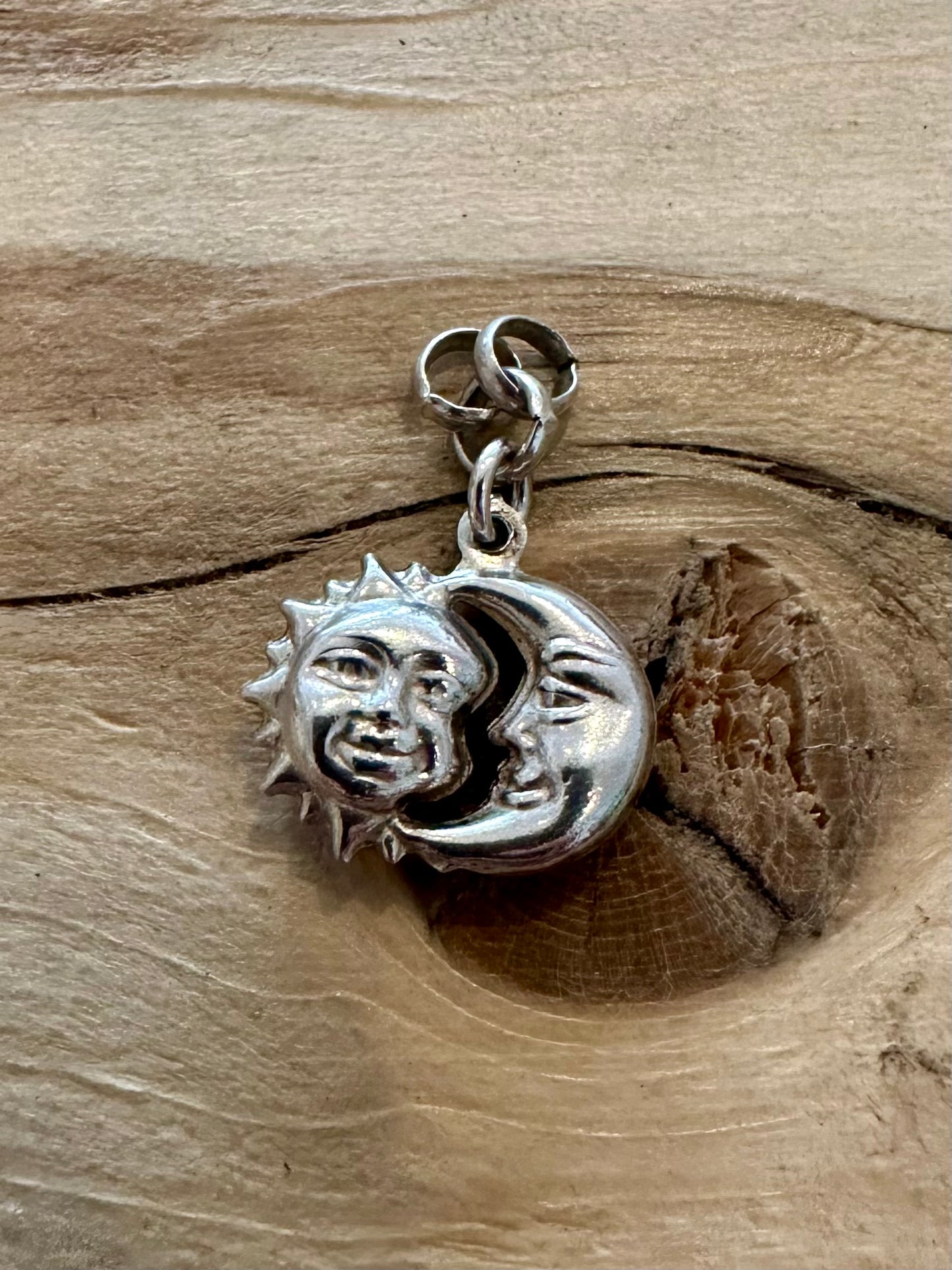 Vintage Sun and Moon 925 Silver Pendant