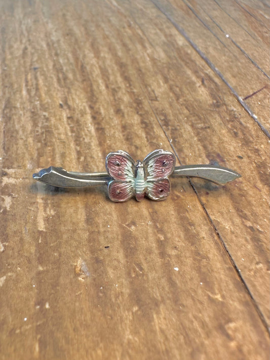 Enamel Purple Butterfly 925 Sterling Silver Brooch
