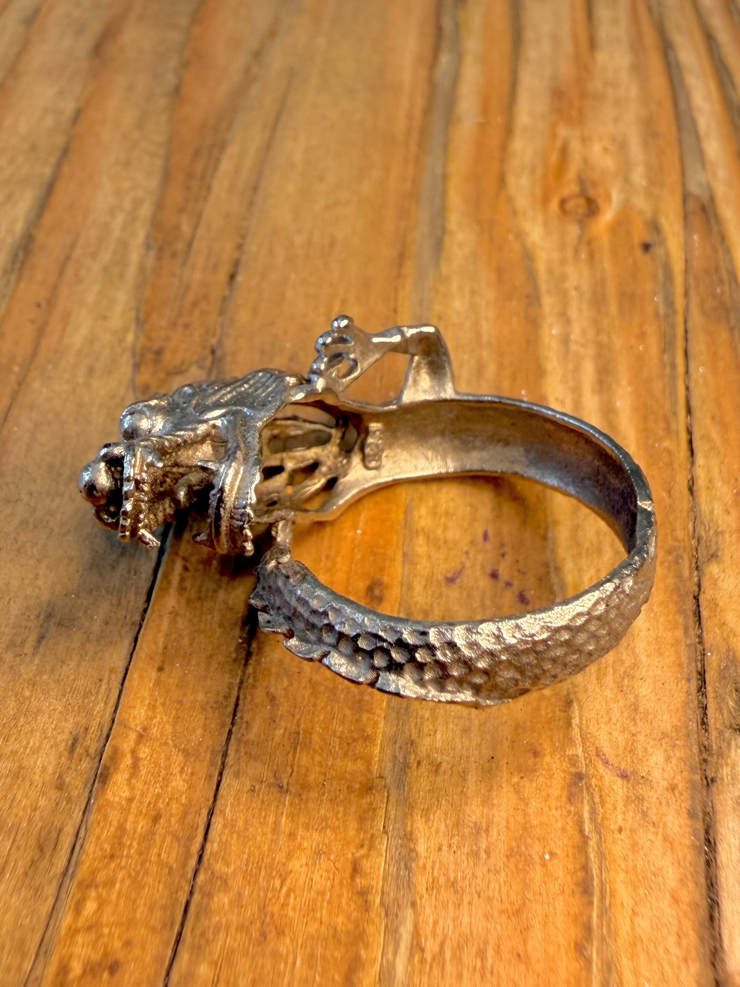 Dragon Green Stone Detailed 925 Sterling Silver Size Q1/2 Ring