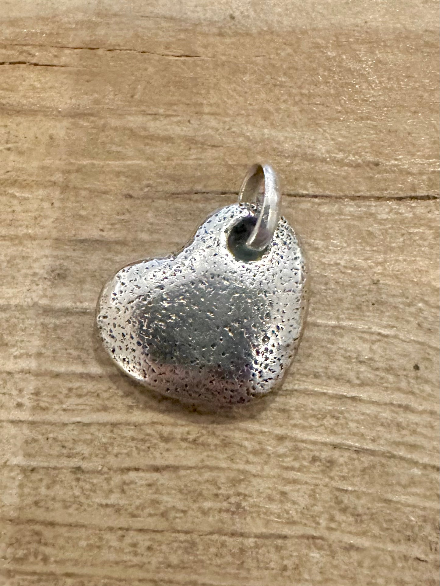 Abstract Textured Heart Solid 925 Silver Pendant