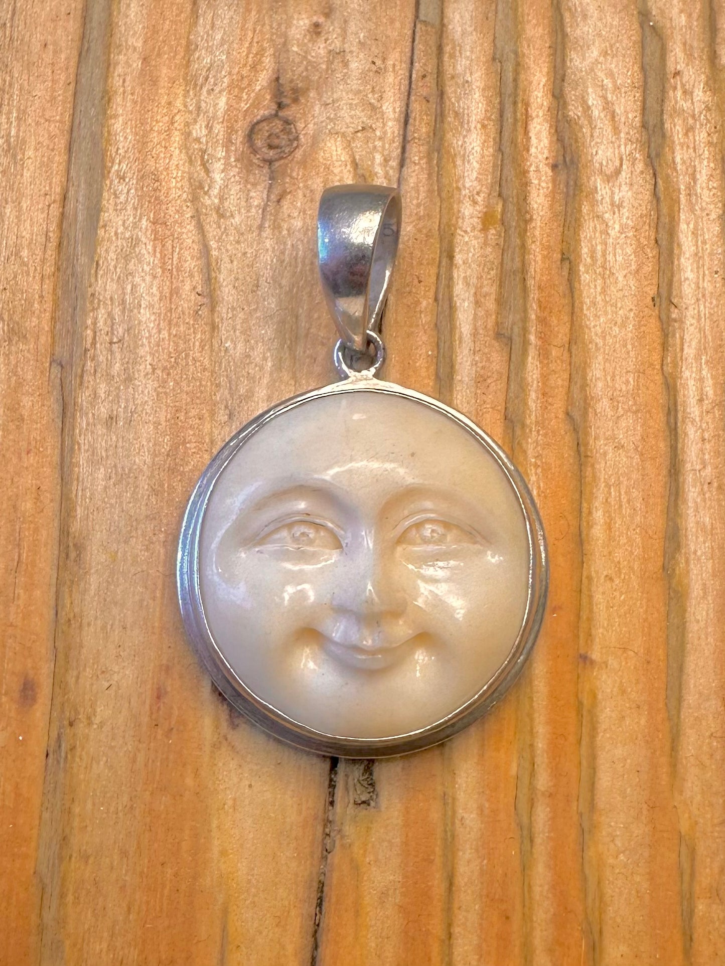 Moon Face White 925 Sterling Silver Pendant