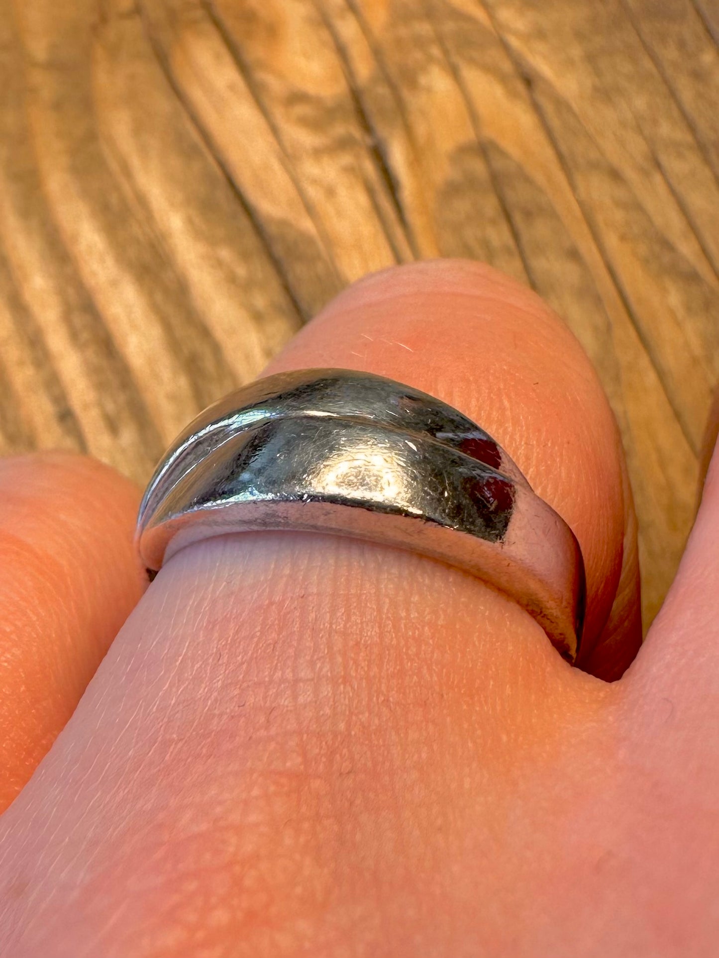 Abstrakter überlappender Ring aus 925er Sterlingsilber, Größe O