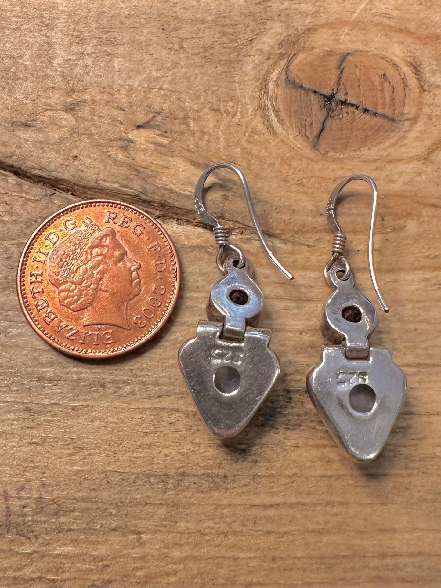 Vintage Moonstone and Amethyst 925 Silver Earrings