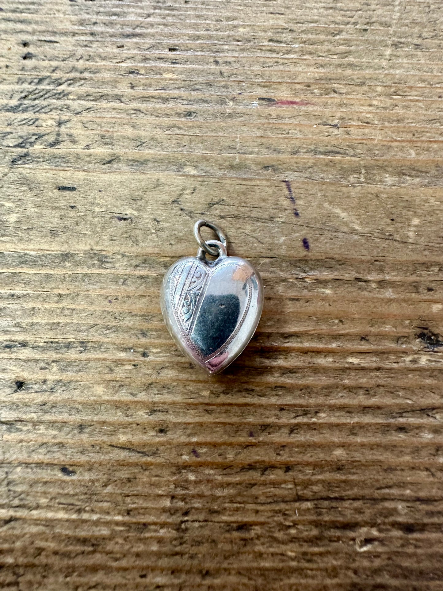 Vintage Heart Engraved 925 Silver Pendant