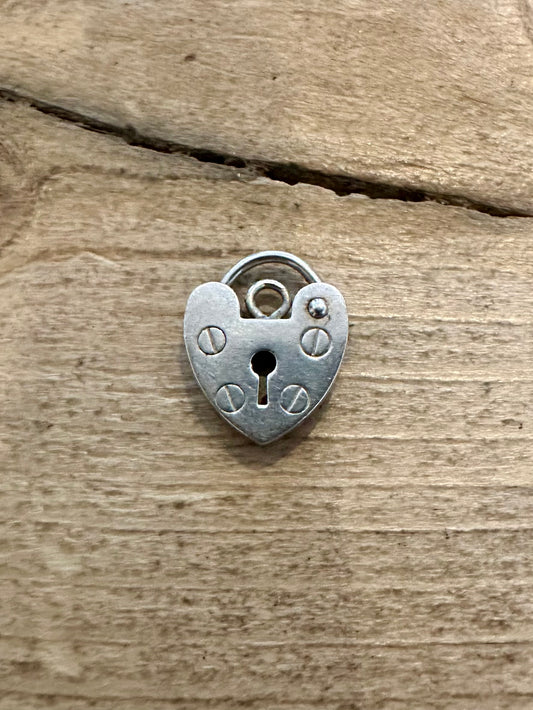 Vintage Heart Padlock LC 925 Silver Charm Pendant