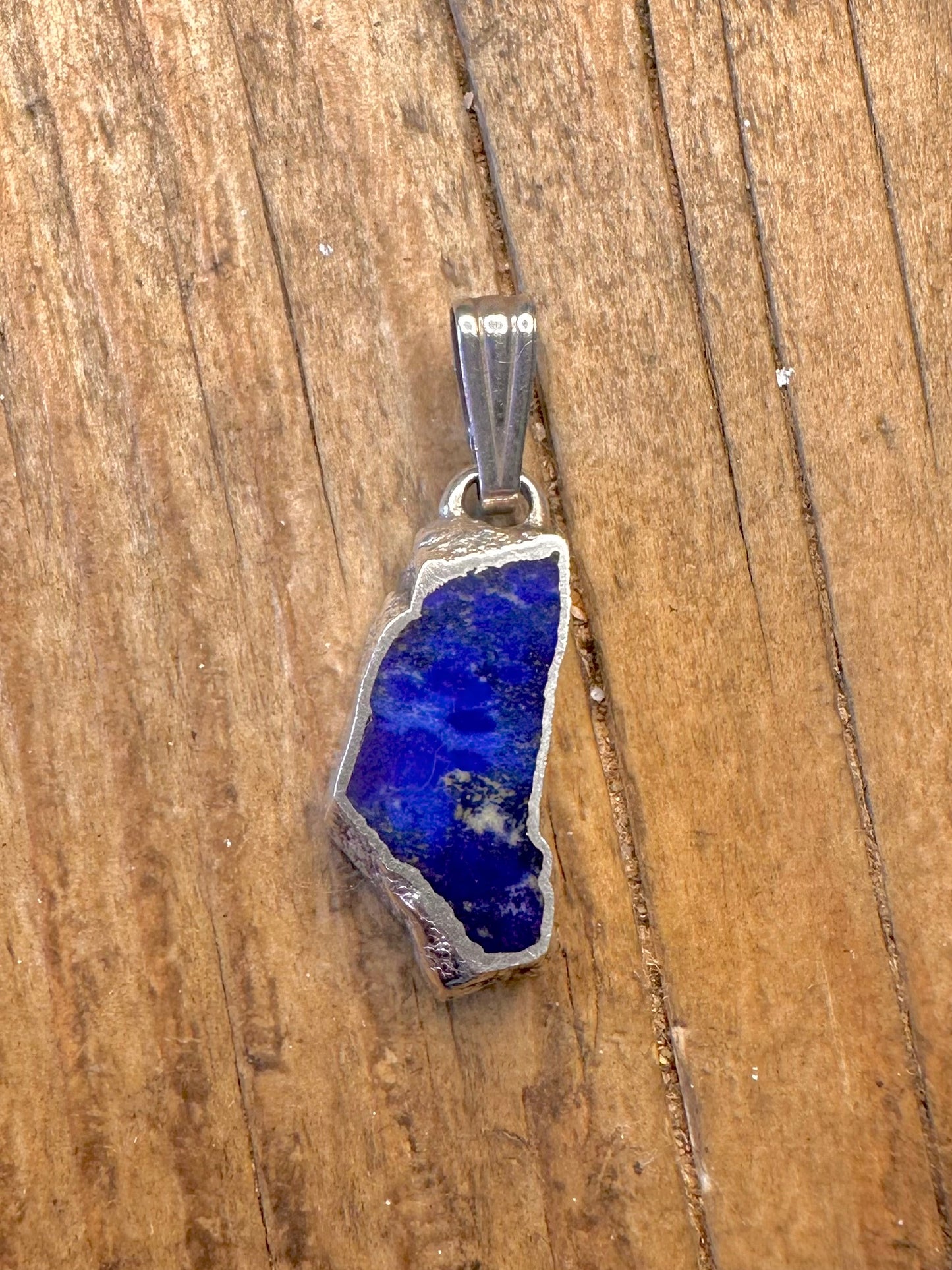 Modernist Abstract Lapis 925 Sterling Silver Pendant