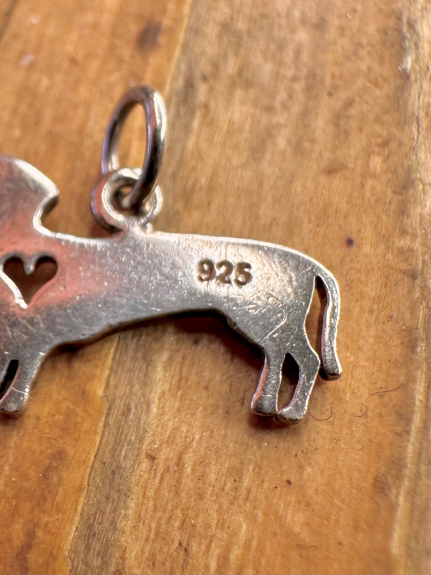 Dachshund Cut Out Heart 925 Sterling Silver Pendant