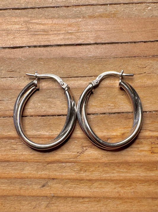 Vintage Twisted Hoops 925 Sterling Silver Earrings