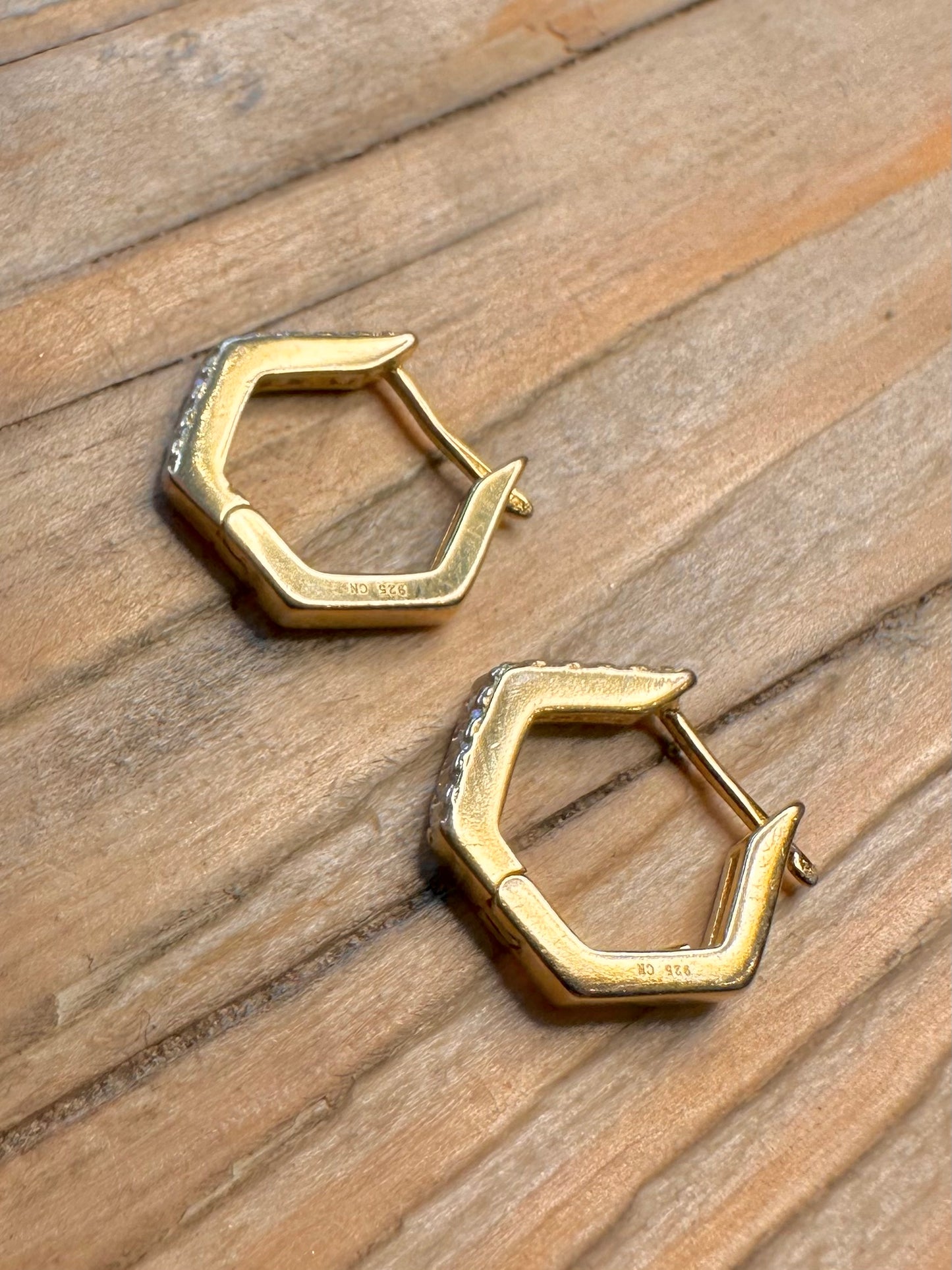 Abstract CZ Geometric Hoop 925 Silver Earrings
