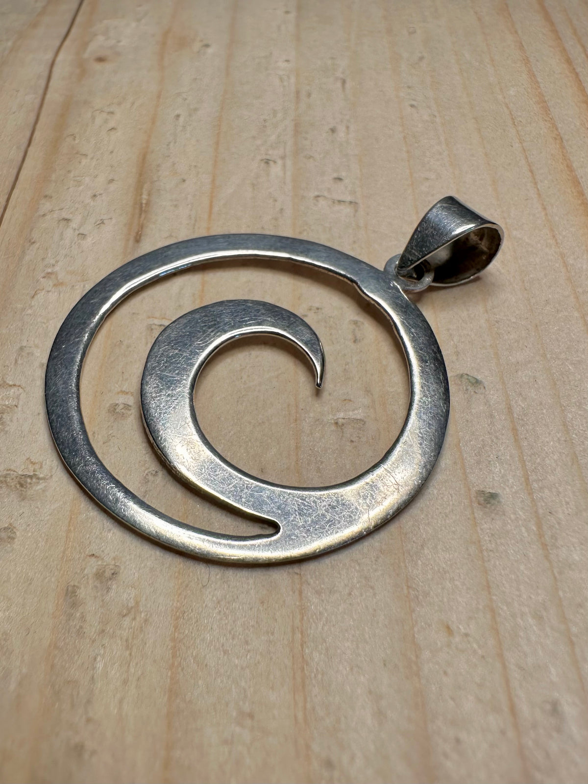 Circular Ocean Wave 925 Sterling Silver Pendant