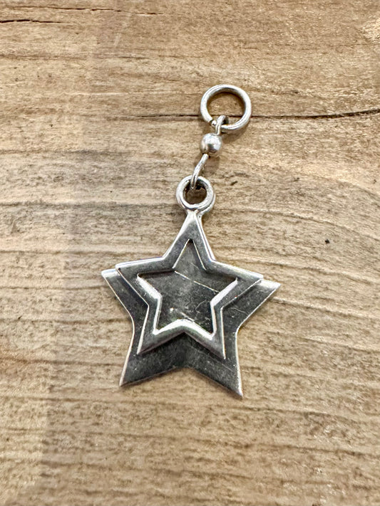 Vintage Double Star 925 Silver Pendant