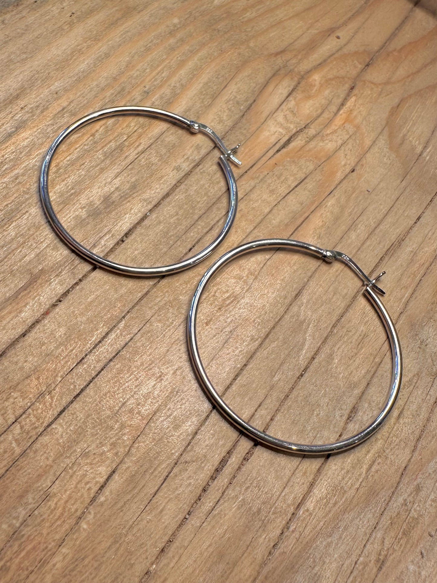 Modern Large Hoops 925 Sterling Silver Earrings
