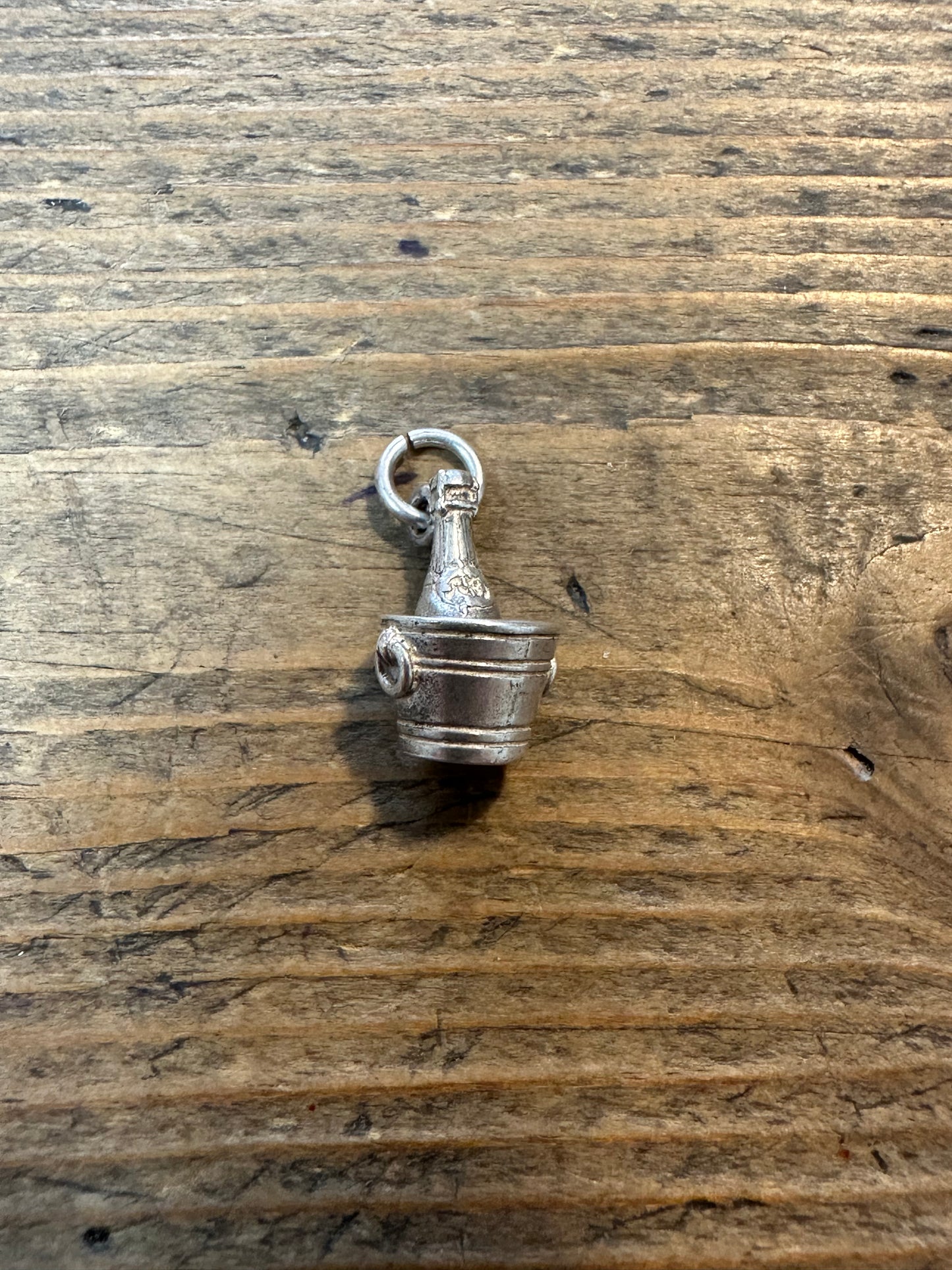 Vintage Champagne and Bucket 925 Silver Charm Pendant