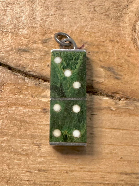 Vintage Serpentine Domino 925 Silver Pendant