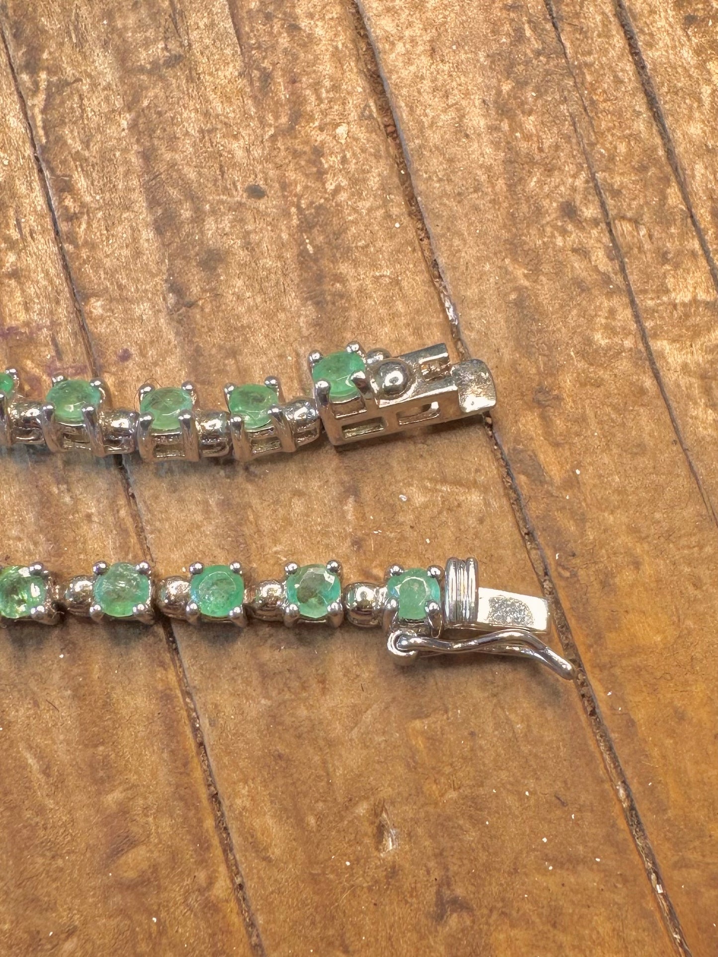 Green Gemstone Tennis 925 Sterling Silver 7.5 inch Bracelet