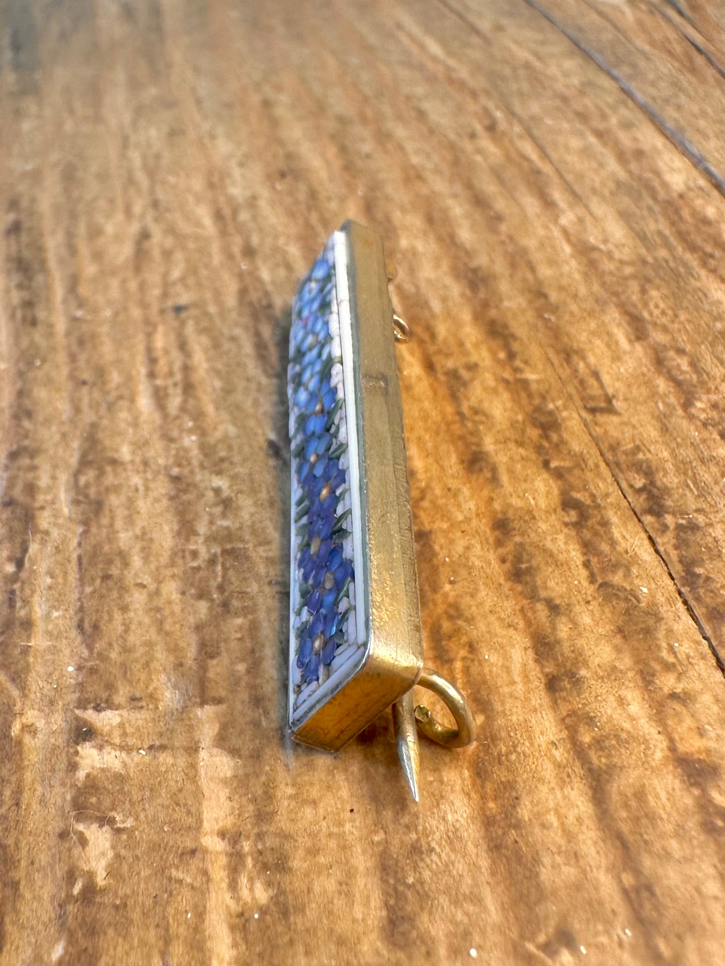 Victorian Era Intricate Floral Mosaic Brass Brooch