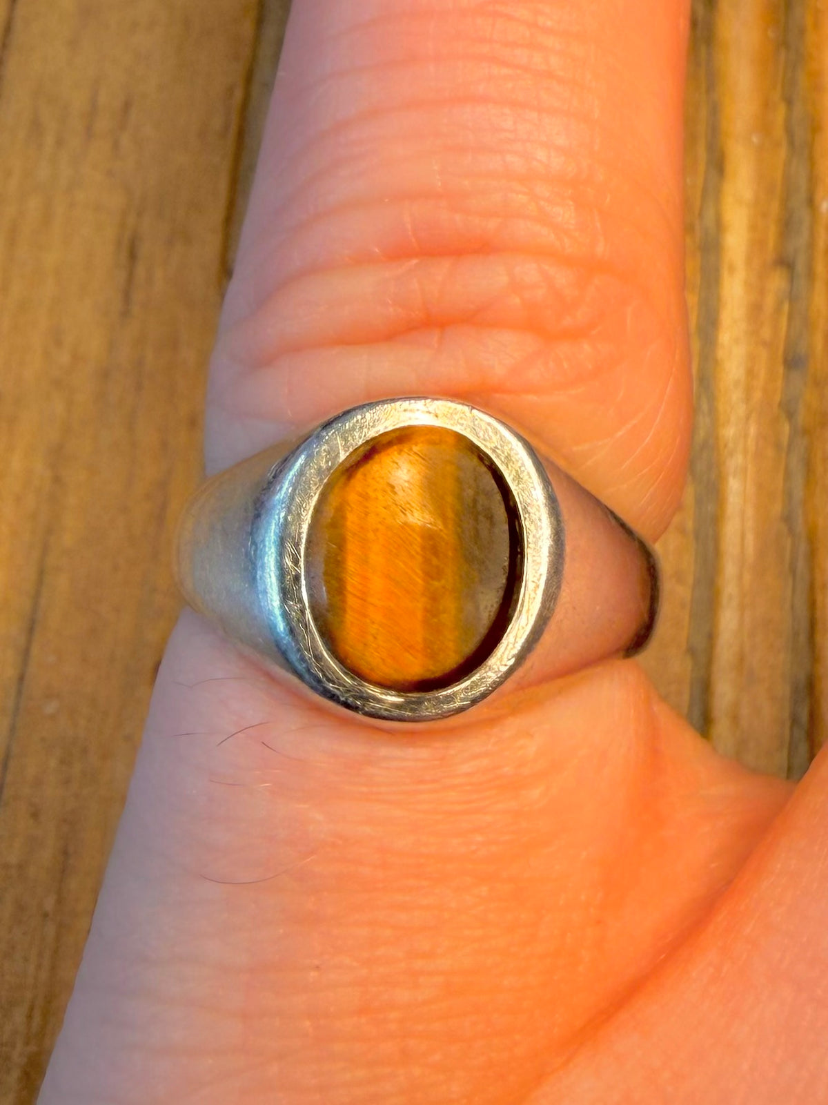 Tigers Eye Signet 925 Sterling Silver Size J1/2 Ring