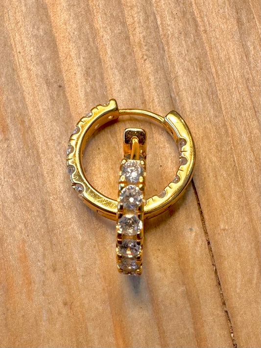 Modern CZ Gold on 925 Silver Hoop Earrings