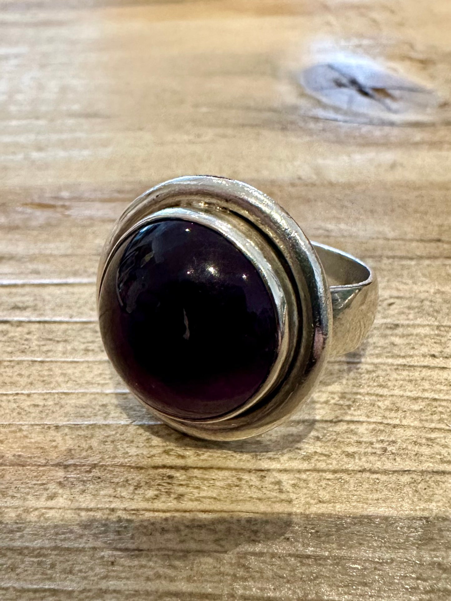 Vintage Circle Amethyst 925 Silver Size O Ring