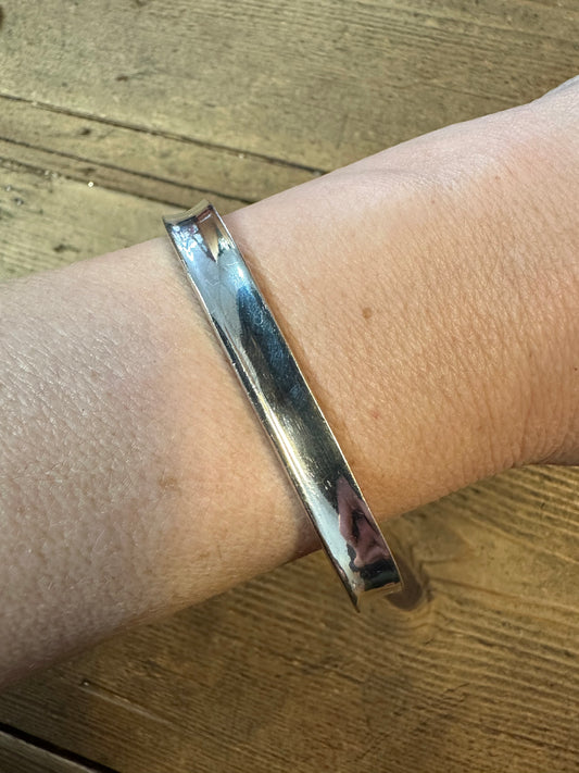 Abstract Square Concave 925 Silver Bangle