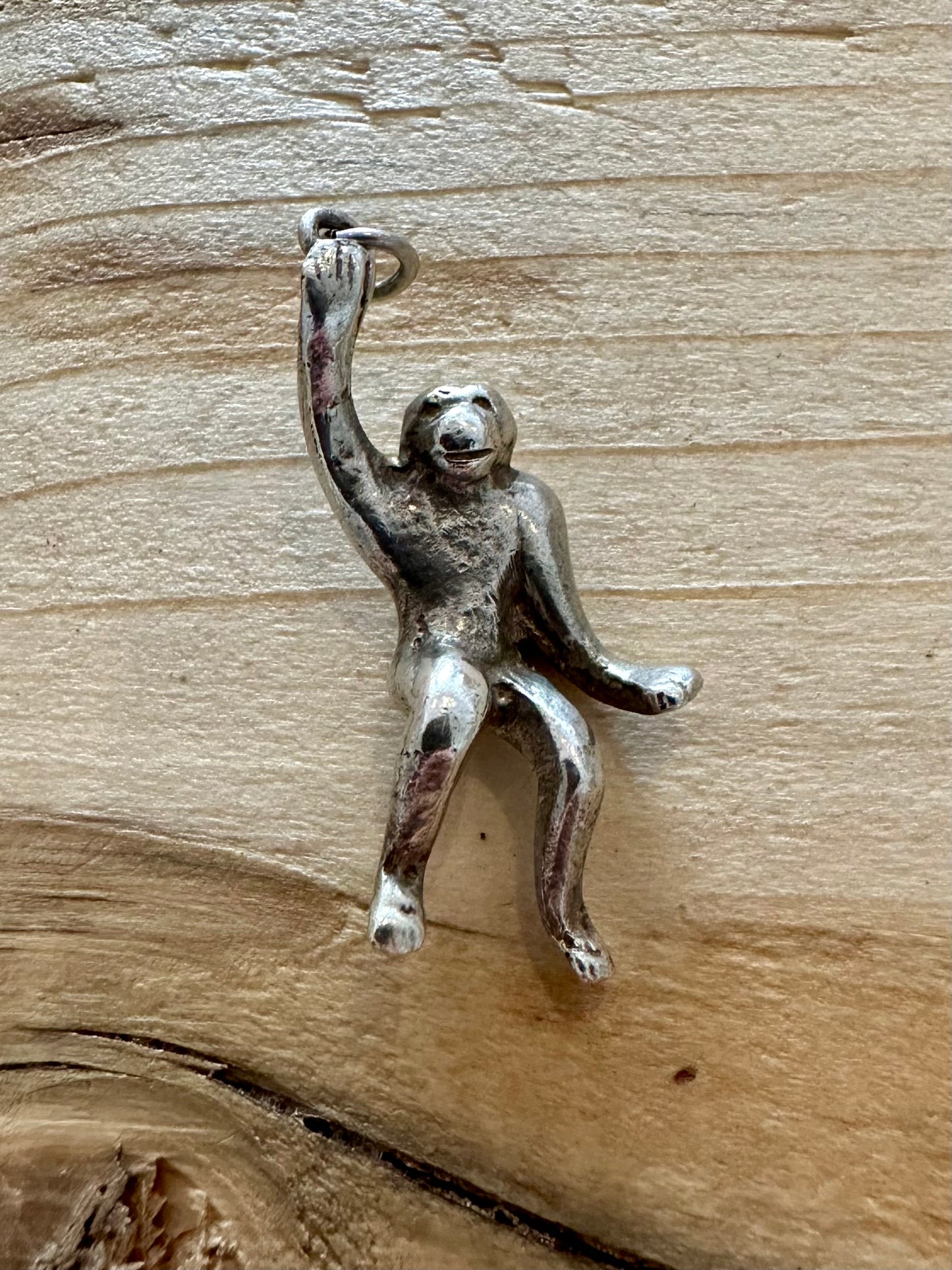 Vintage Hanging Monkey 925 Silver Charm Pendant