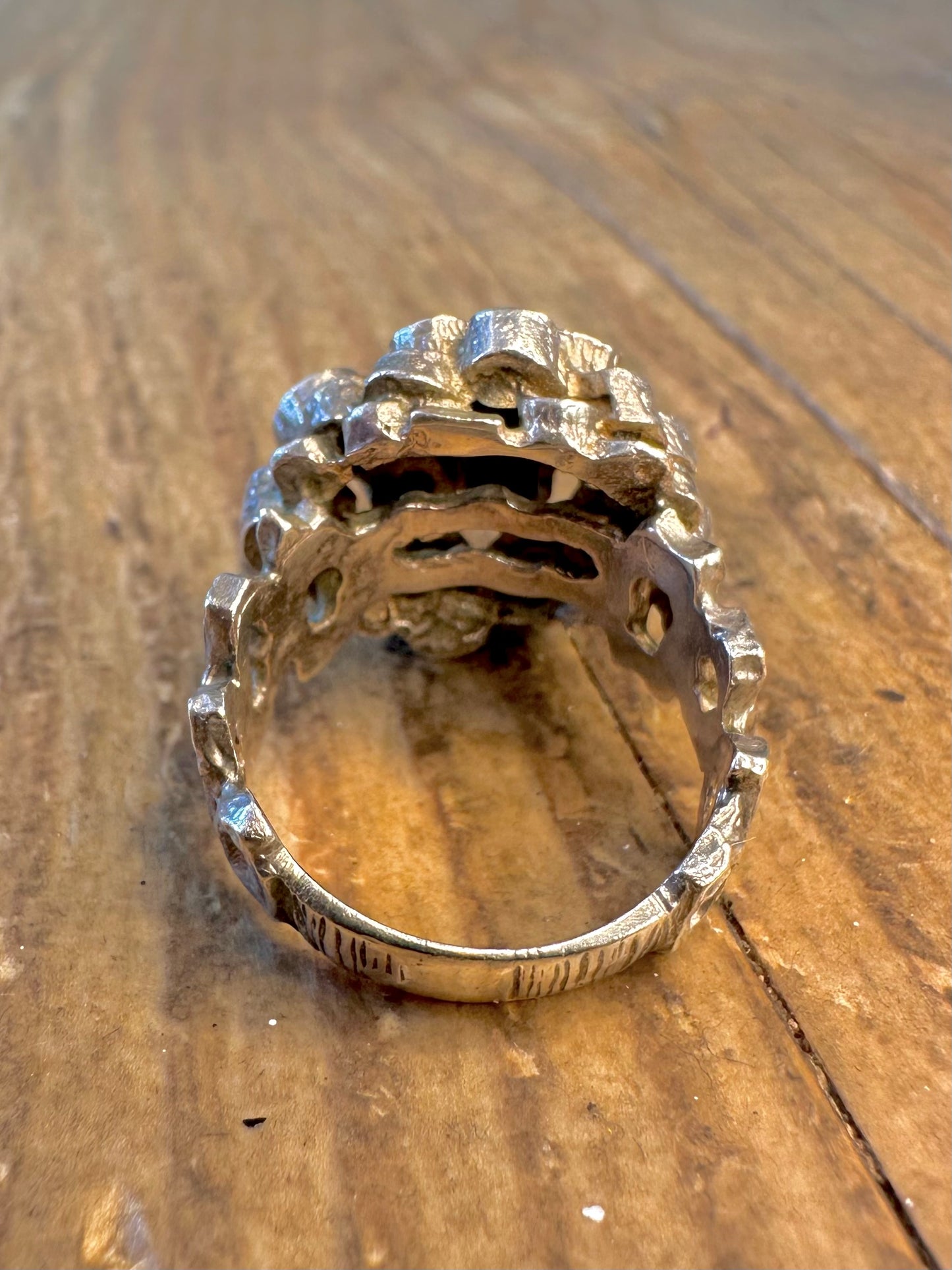Brutalist 1975 Textured Organic Circular 925 Sterling Silver Size M Ring