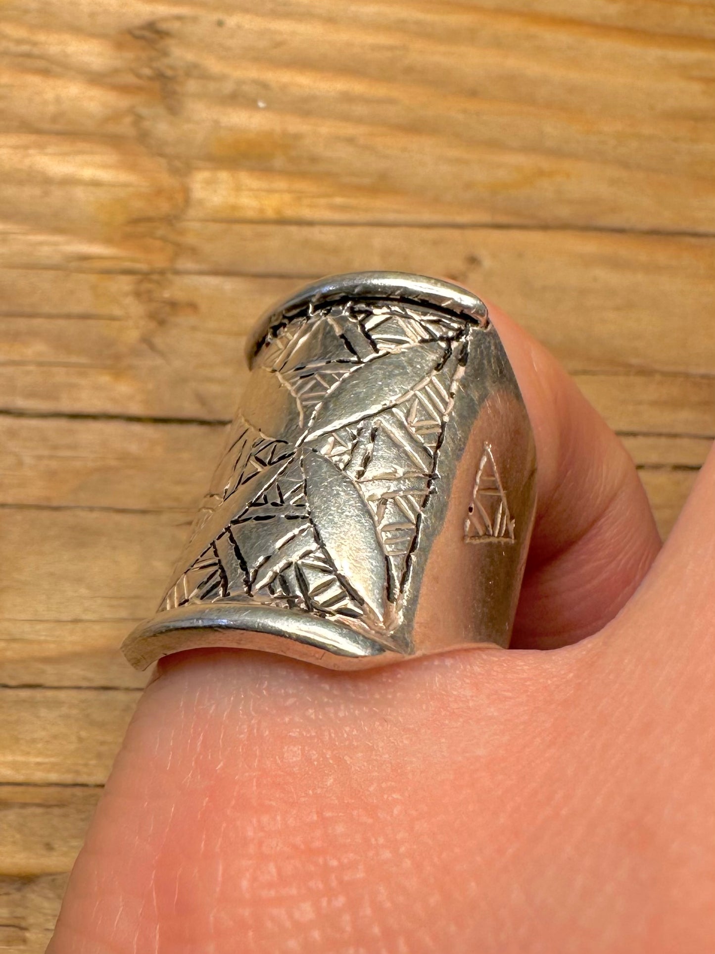 Vintage Tuareg Engraved 925 Sterling Silver Size N Ring