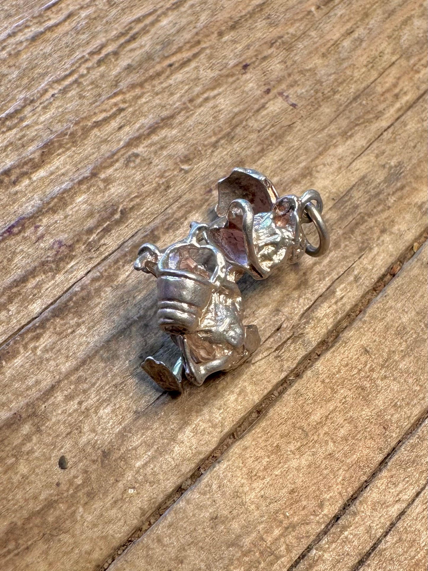 Donald Duck Bucket and Umbrella 925 Sterling Silver Charm Pendant