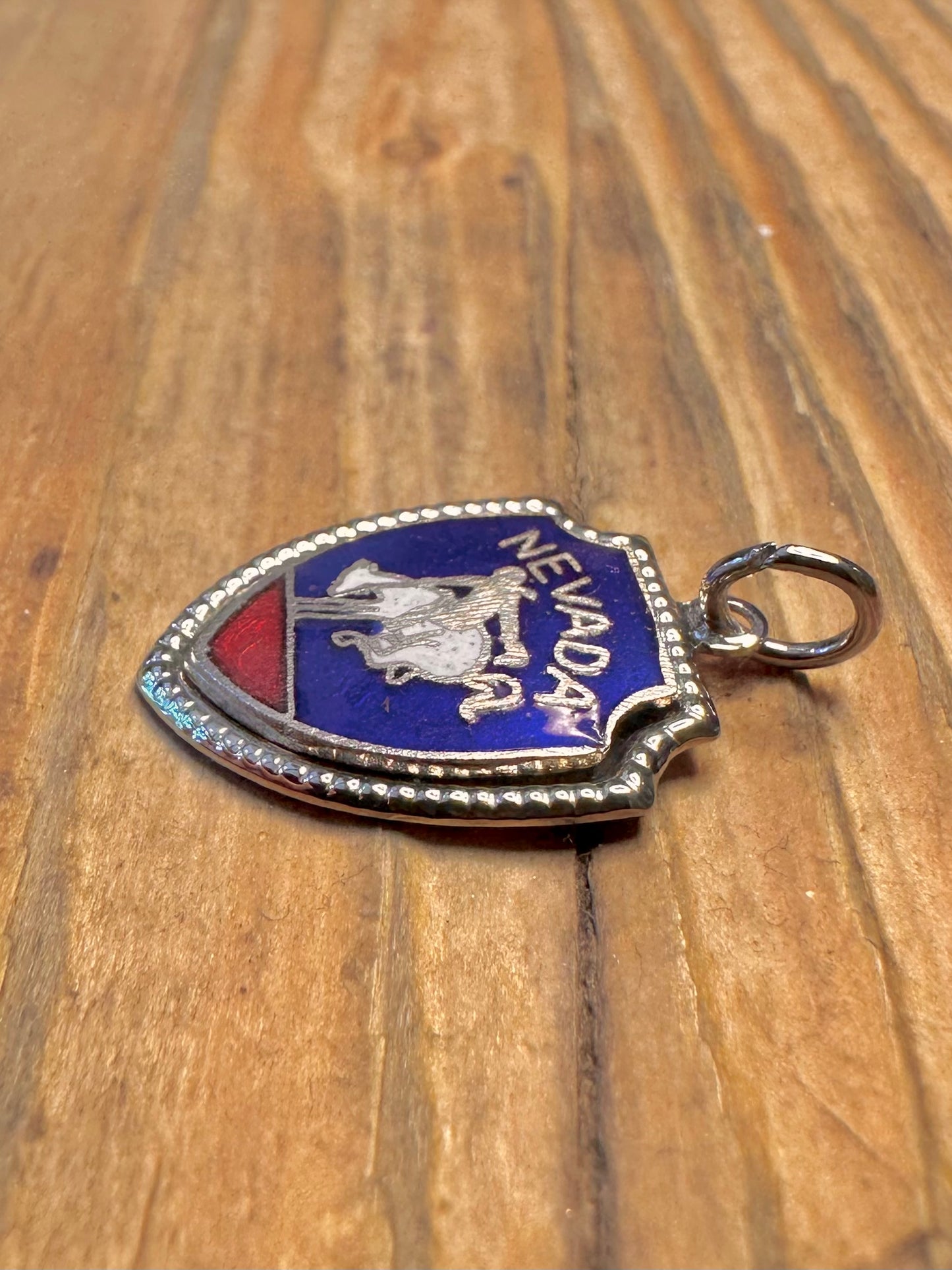 Nevada Crest Enamel 925 Sterling Silver Charm Pendant