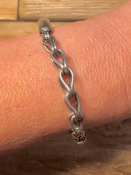 Modernist Chain and Bar 925 Silver Bangle