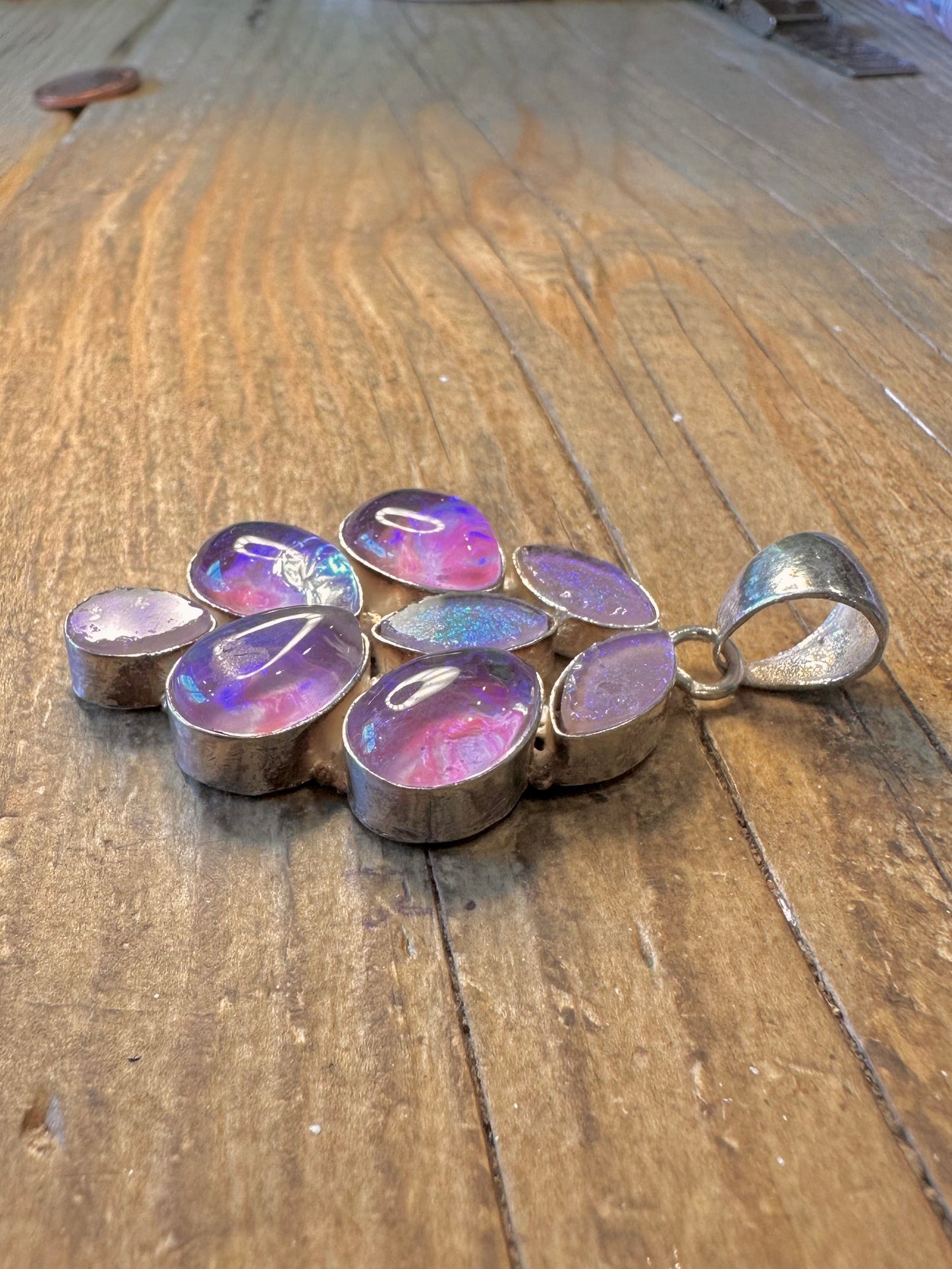 Abstract Multi Coloured 925 Sterling Silver Pendant