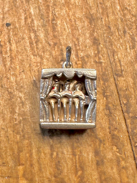 Can Can Dancers Mechanism Moving 925 Sterling Silver Charm Pendant