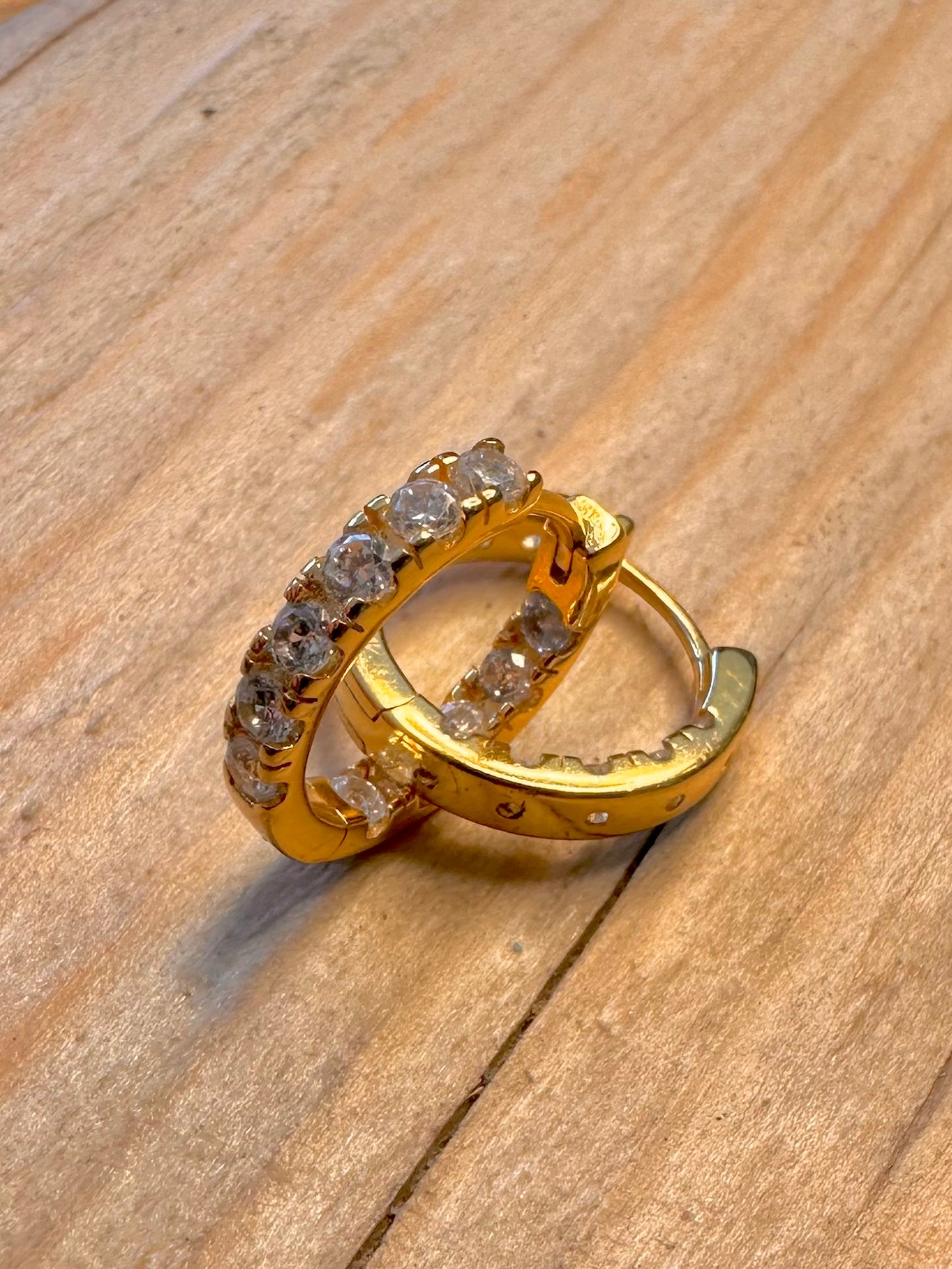 Modern CZ Gold on 925 Silver Hoop Earrings