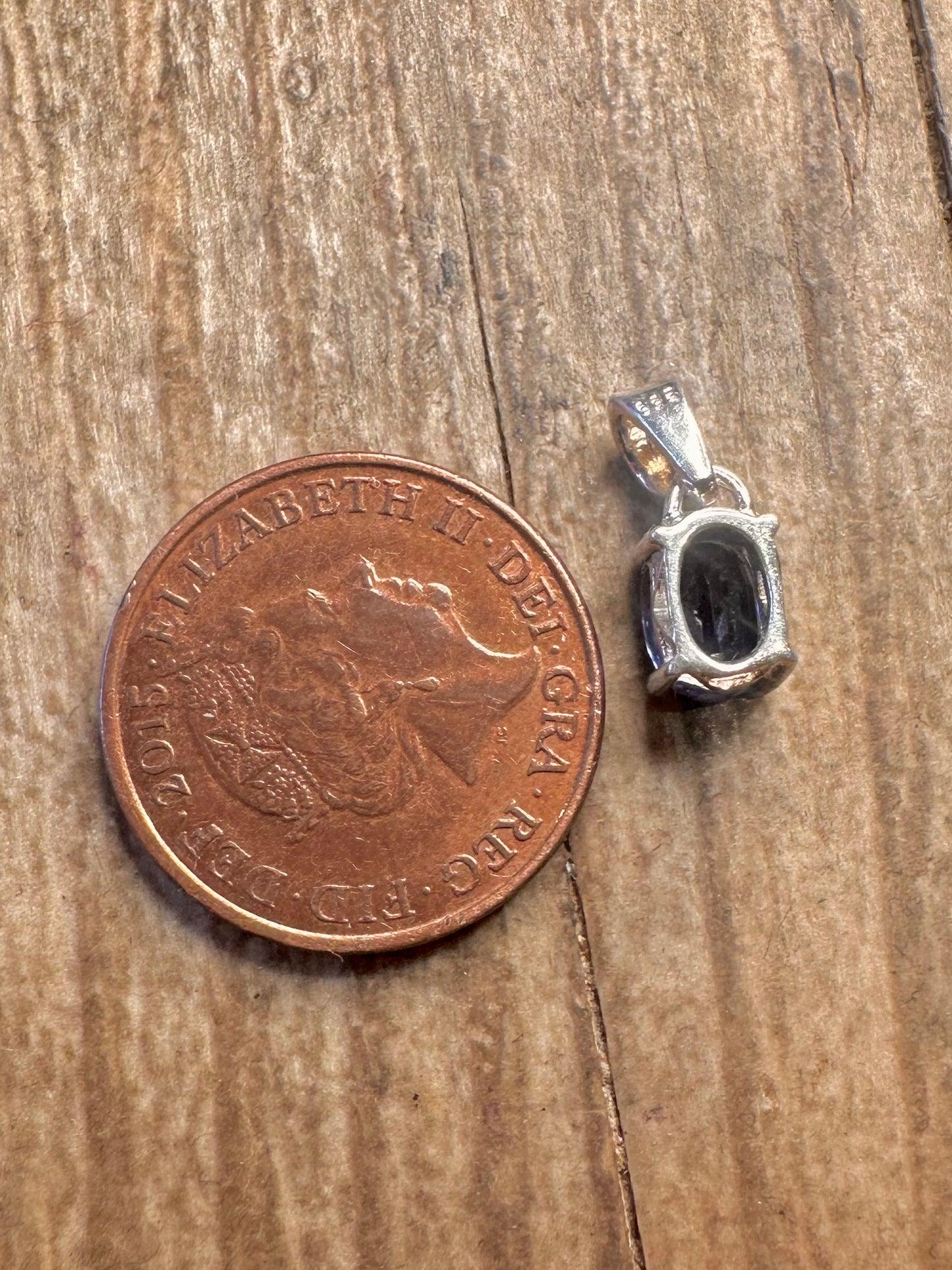 Vintage Dunkelblauer Stein 925 Sterlingsilber Anhänger