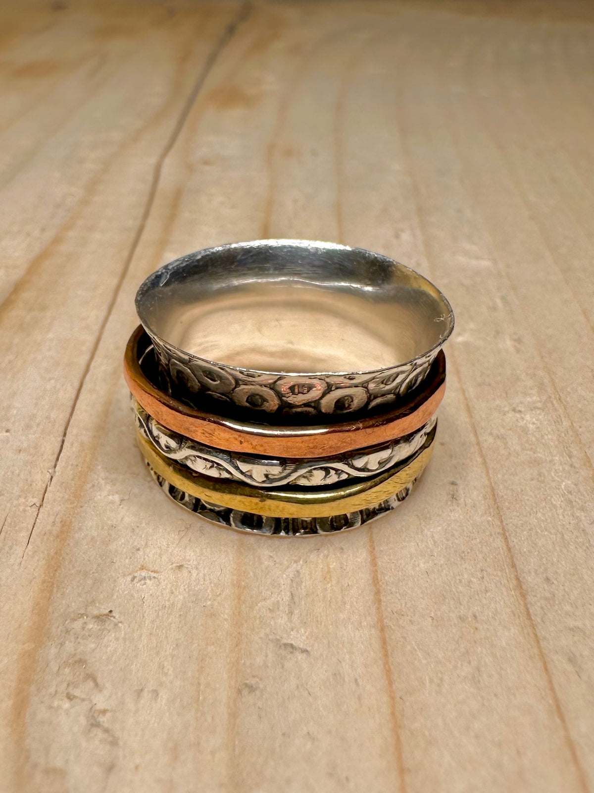 Meditation Spinner Band 925 Sterling Silver Size O Ring