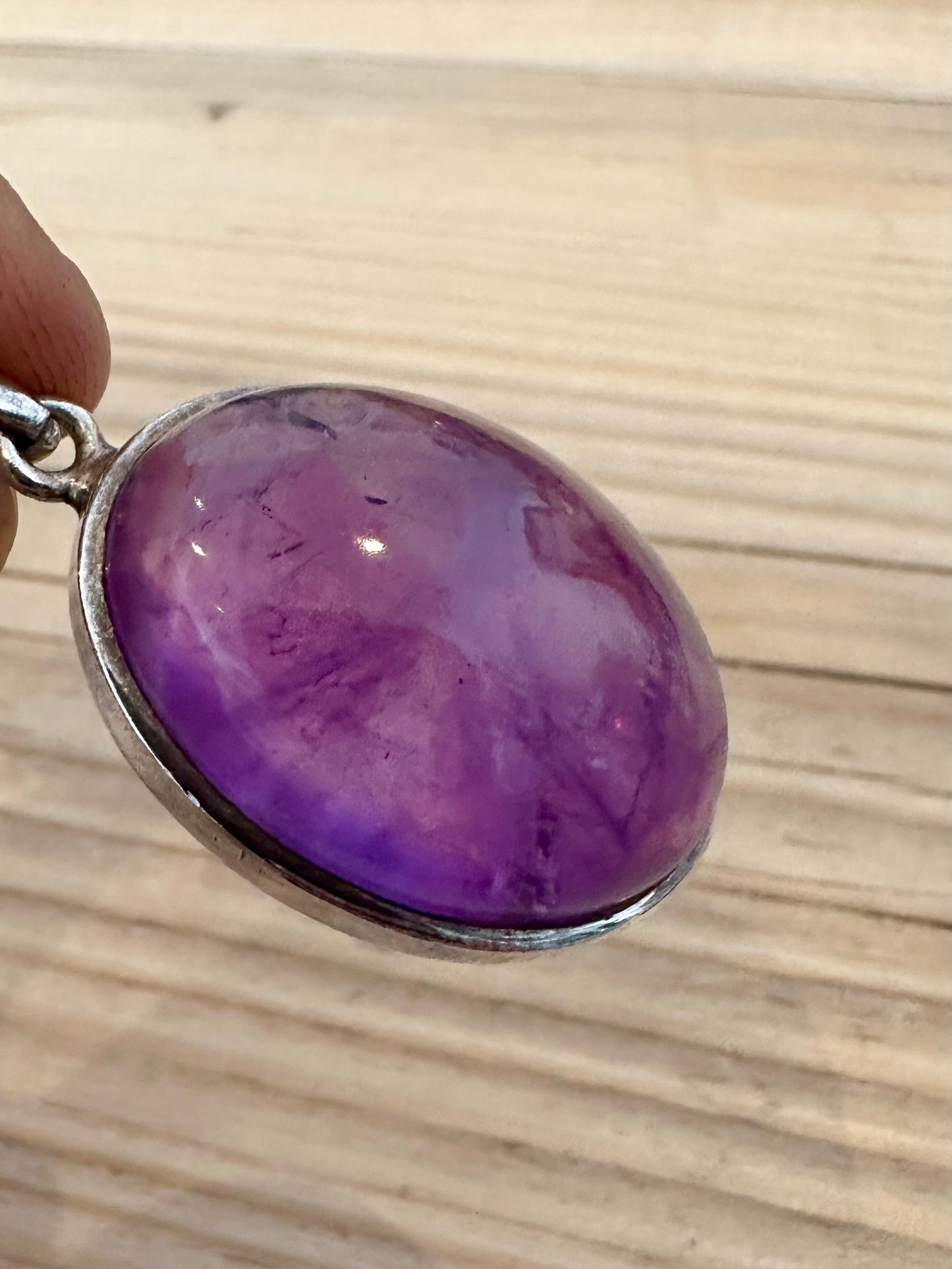 Vintage Oval Amethyst 925 Silver Pendant