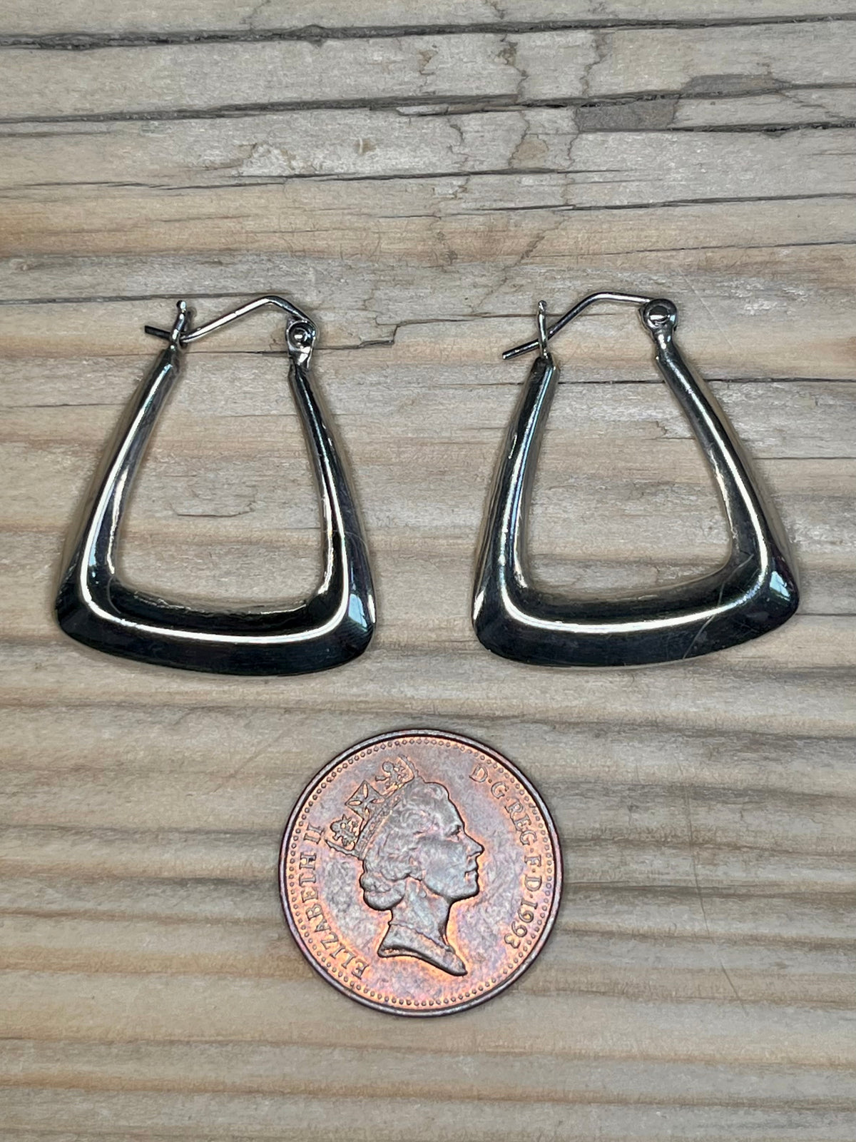 Chunky Geometric Creole 925 Sterling Silver Hoop Earrings