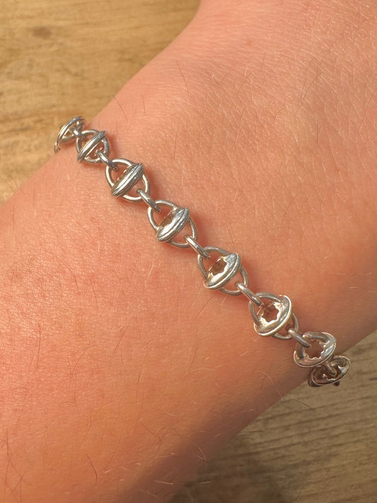 Vintage Montblanc Motif Link 925 Silver 7.5 to 8 inch Bracelet